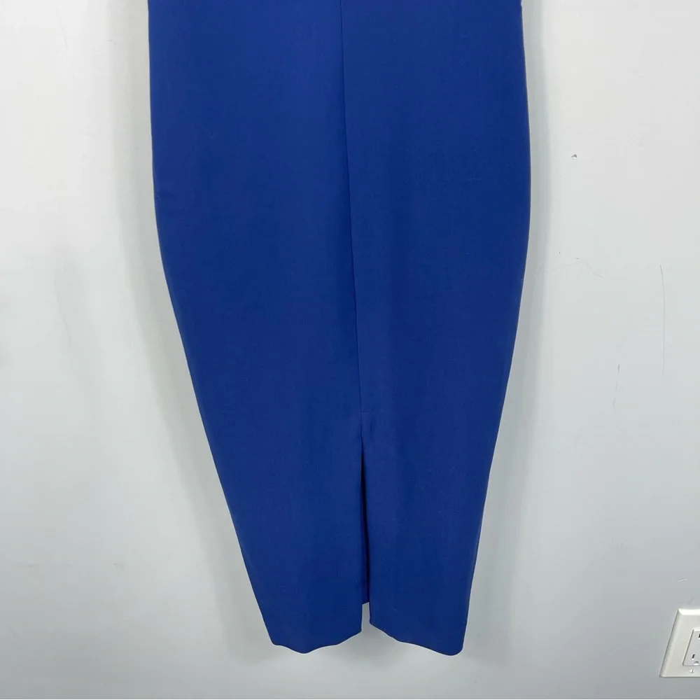 LIKELY Brooklyn Cocktail Dress Blue Midi Bodycon Strappy Sexy Front Slit Revolve - Picture 10 of 16